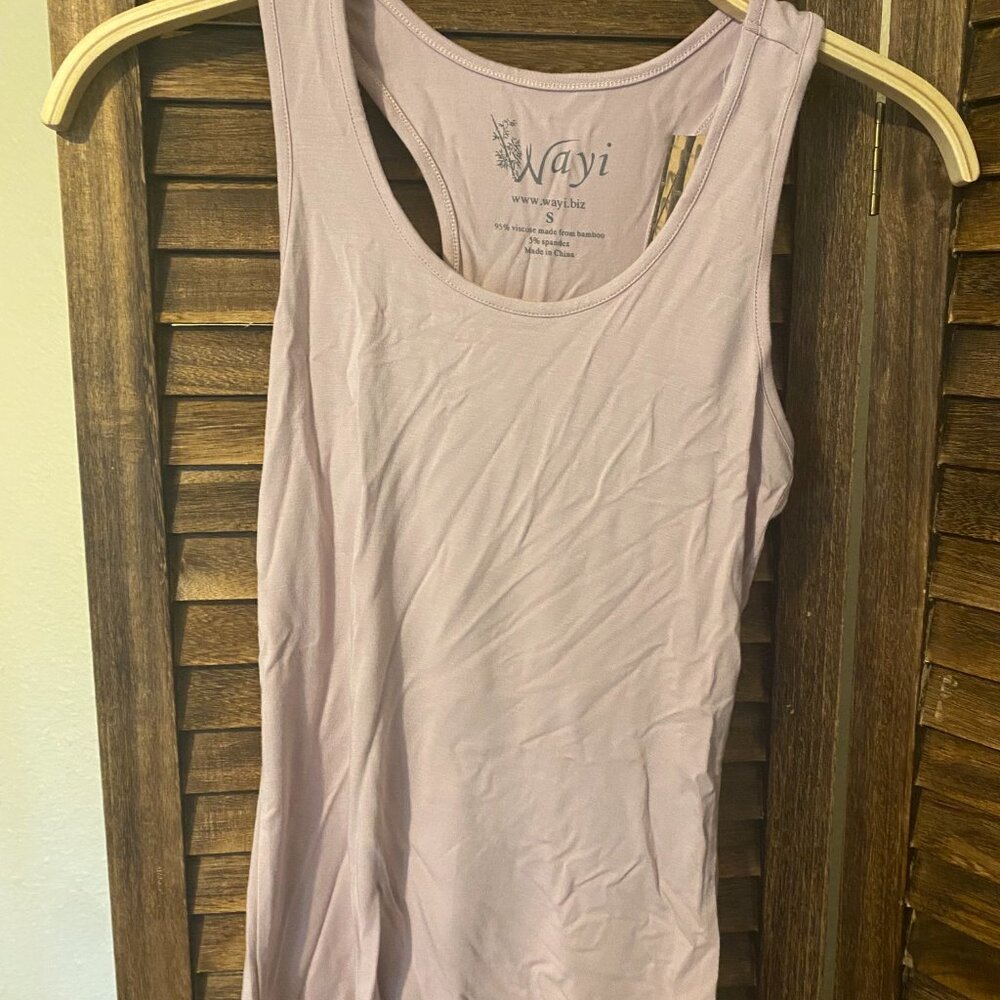Wayi Racerback Scoop Neck Snug Tank Light Pink